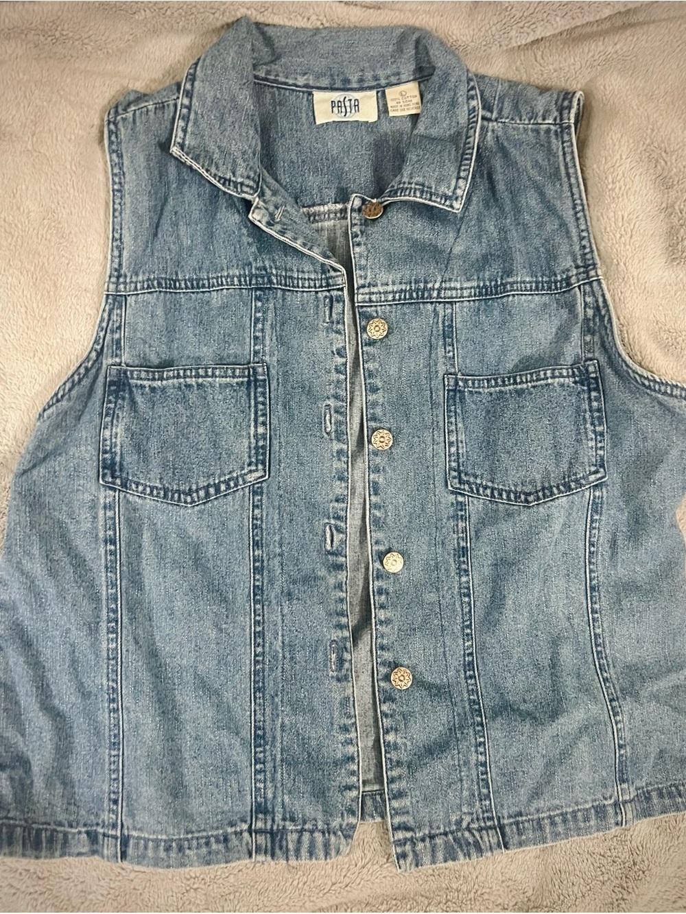 PASTA Sleeveless Light Blue Denim Vest